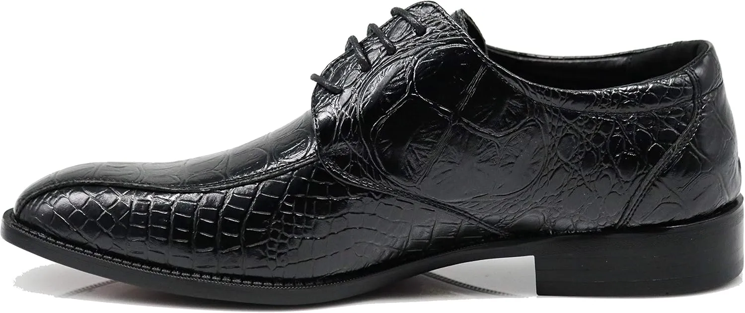 Gator3N Men's Alligator Crocodile Print Oxfords Fashion Lace Up Dress Shoes