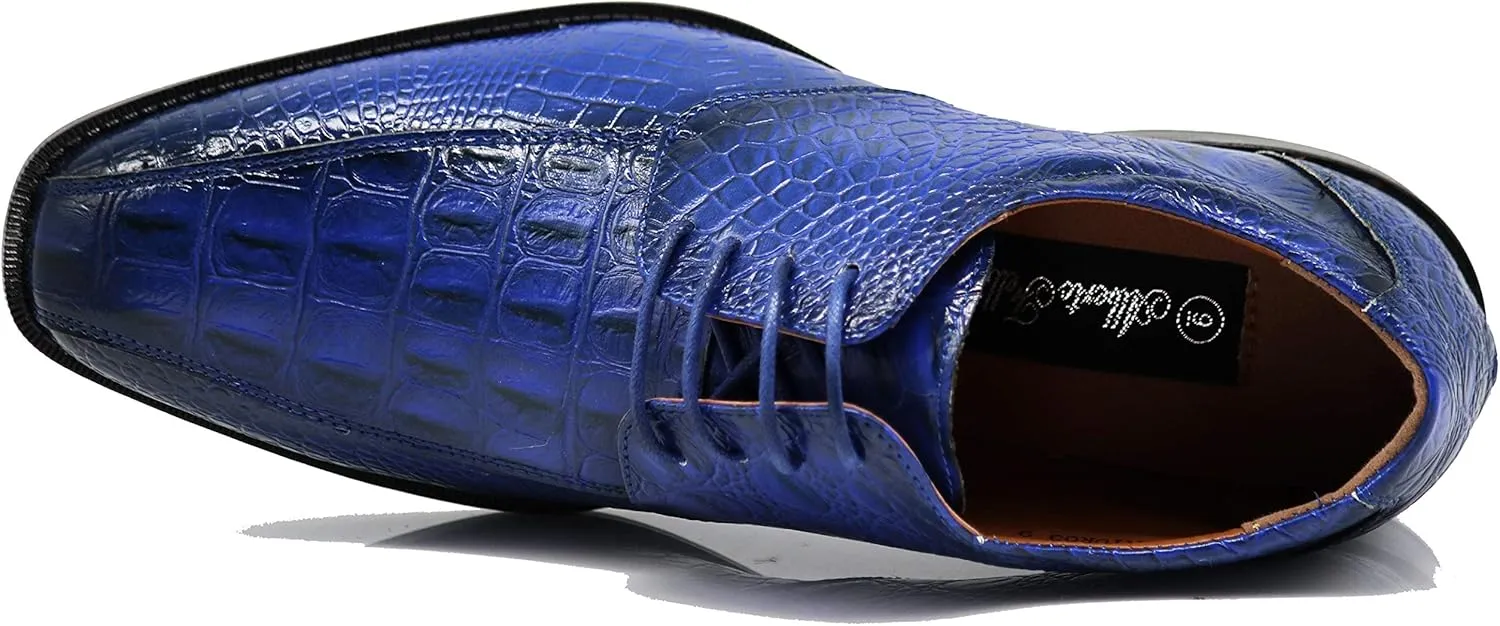 Gator3N Men's Alligator Crocodile Print Oxfords Fashion Lace Up Dress Shoes