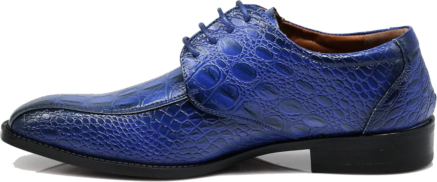 Gator3N Men's Alligator Crocodile Print Oxfords Fashion Lace Up Dress Shoes
