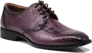 Gator3N Men's Alligator Crocodile Print Oxfords Fashion Lace Up Dress Shoes