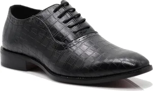 Gator3N Men's Alligator Crocodile Print Oxfords Fashion Lace Up Dress Shoes