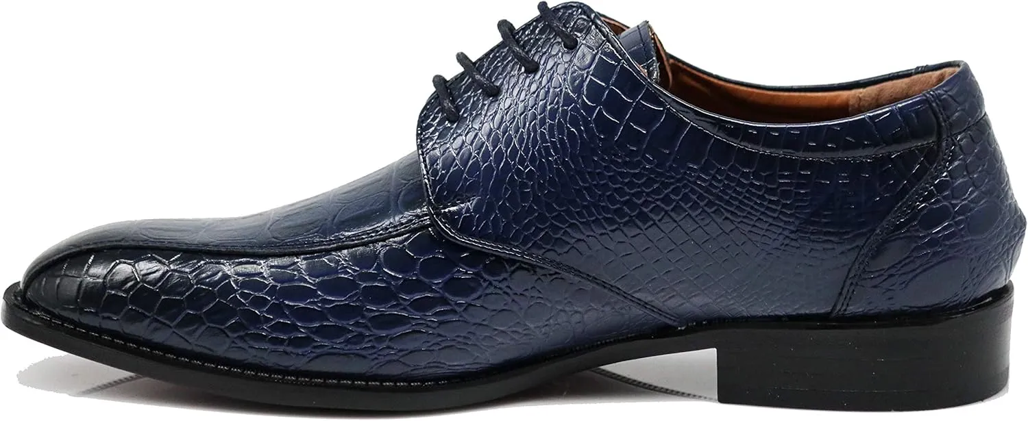 Gator3N Men's Alligator Crocodile Print Oxfords Fashion Lace Up Dress Shoes
