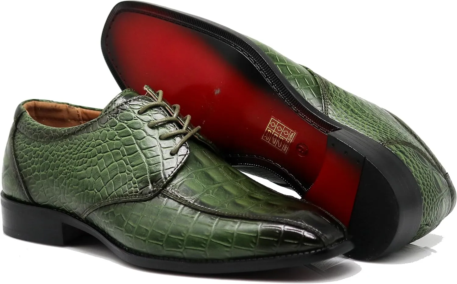 Gator3N Men's Alligator Crocodile Print Oxfords Fashion Lace Up Dress Shoes