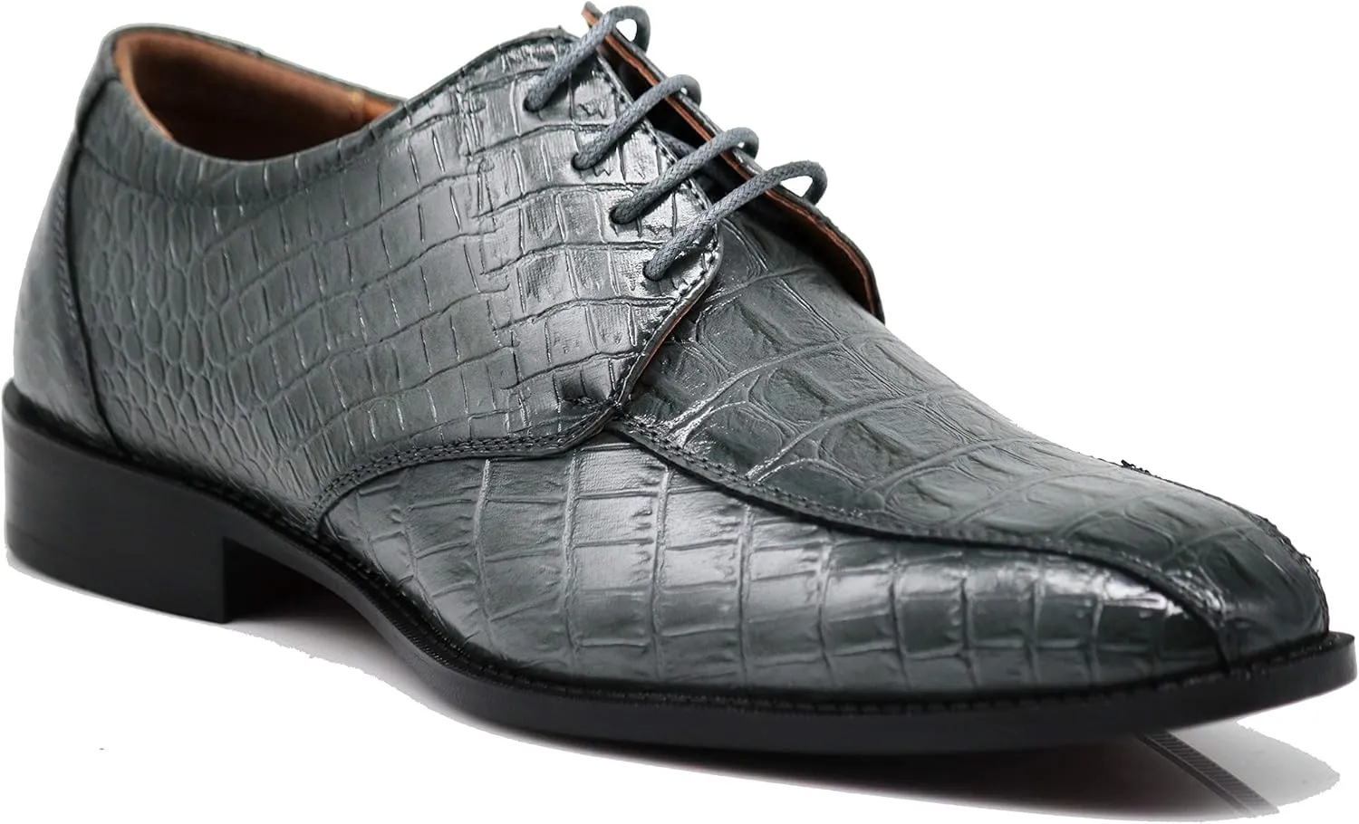 Gator3N Men's Alligator Crocodile Print Oxfords Fashion Lace Up Dress Shoes
