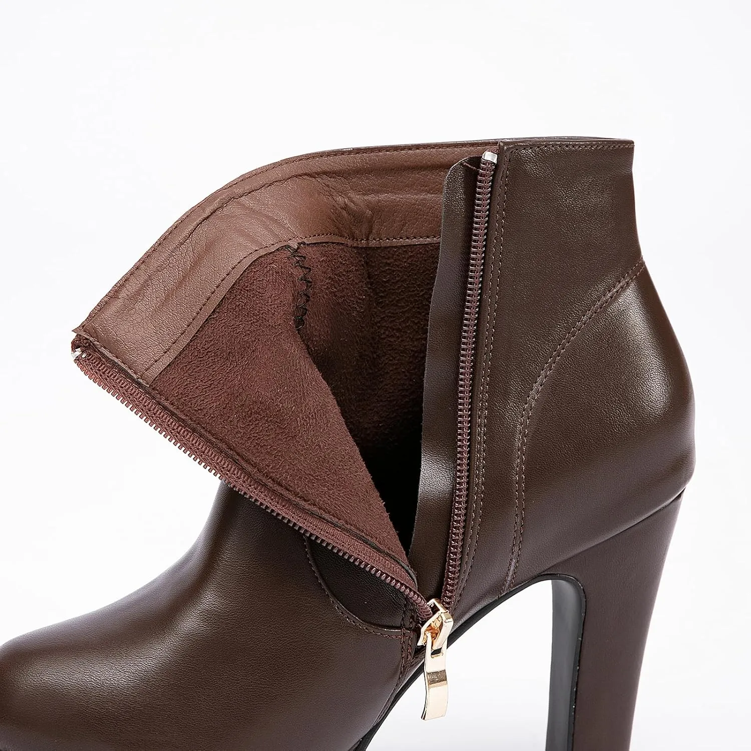 GATUXUS Women's Chunky High Heels Bow Decor Ankle Boots Round Toe Side Zipper Platform Short Booties Dress Shoes