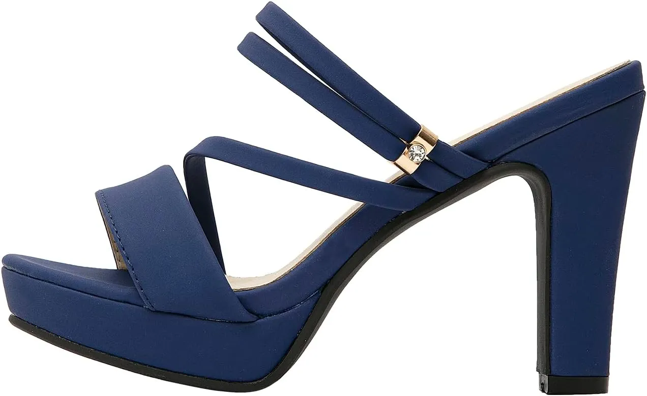 getmorebeauty Women's Chunky High Heels Slingback Sandals Open Toe Ankle Strap Slip On Platform Dress Shoes