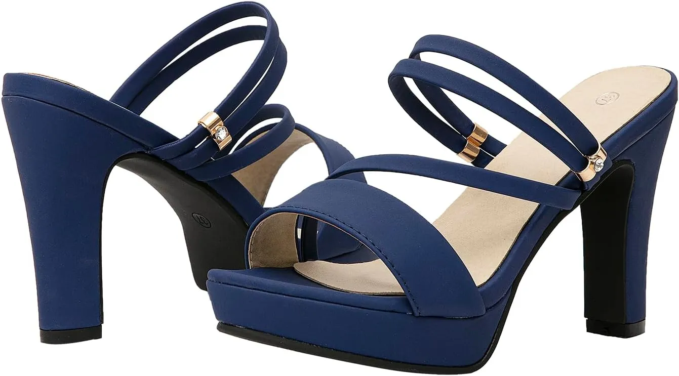 getmorebeauty Women's Chunky High Heels Slingback Sandals Open Toe Ankle Strap Slip On Platform Dress Shoes
