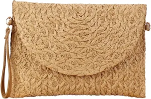 Gets Straw Clutch, Straw Clutch Women Hand-woven for Summer Beach Envelope Clutch Purse Wallet