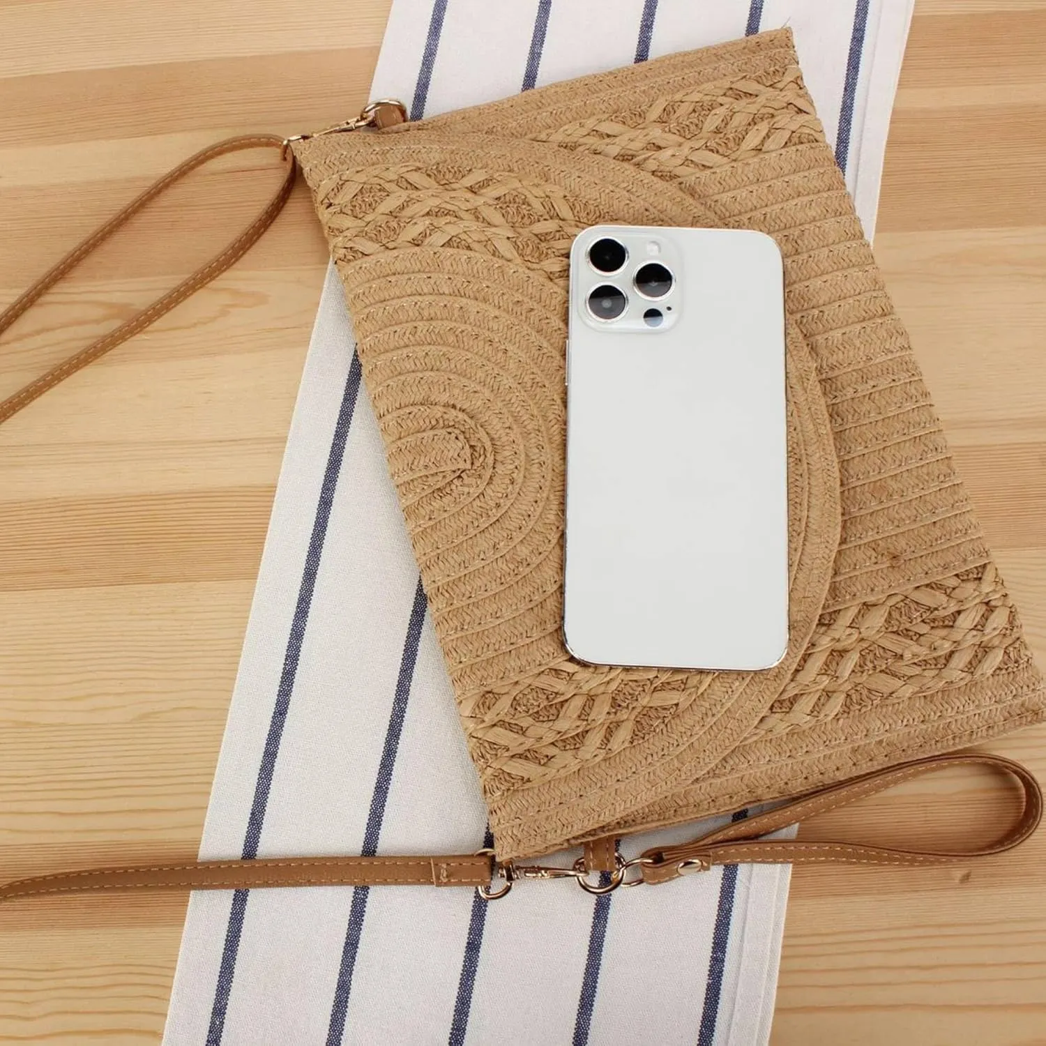 Gets Straw Clutch, Straw Clutch Women Hand-woven for Summer Beach Envelope Clutch Purse Wallet