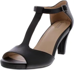 Giani Bernini Womens Claraa Leather T-Strap Dress Sandals Black 12 Medium (B,M)