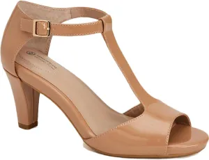 Giani Bernini Womens Claraa Patent T-Strap Dress Sandals Beige 11 Medium (B,M)