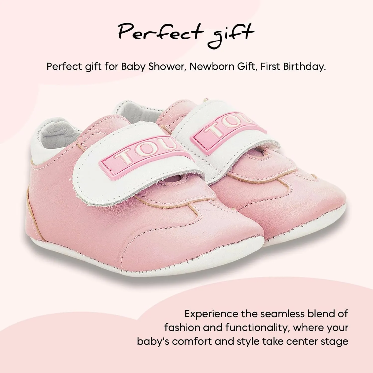 Gift Collection Infant Sneakers, Baby Booties, Non-Slip Soled First Walker Baby Trainers with Velcro Strap. Great Gift from The Gift Collection
