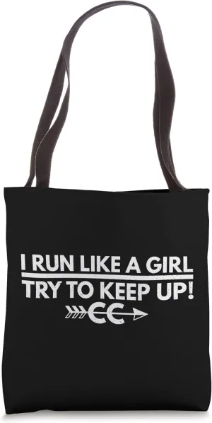 Girl Cross Country Running Women Marathon Runner Funny Pun Tote Bag