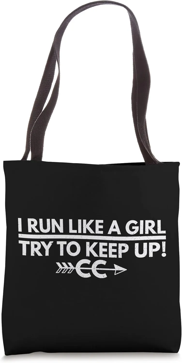 Girl Cross Country Running Women Marathon Runner Funny Pun Tote Bag