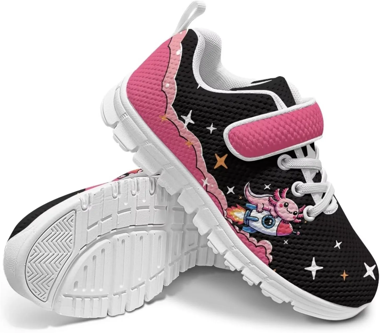 Girls' Athletic Shoes with Hook and Loop Kids Running Shoes for Travel