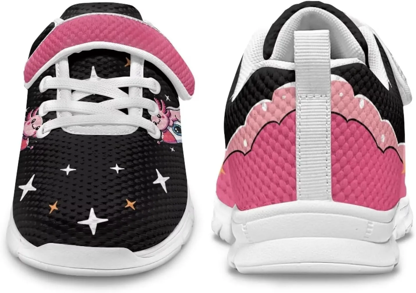 Girls' Athletic Shoes with Hook and Loop Kids Running Shoes for Travel