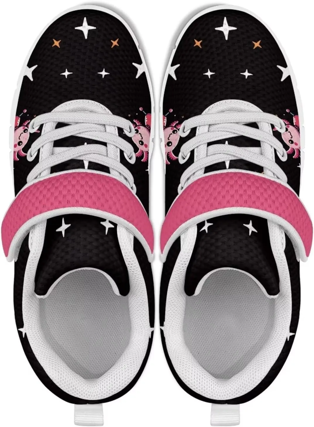 Girls' Athletic Shoes with Hook and Loop Kids Running Shoes for Travel