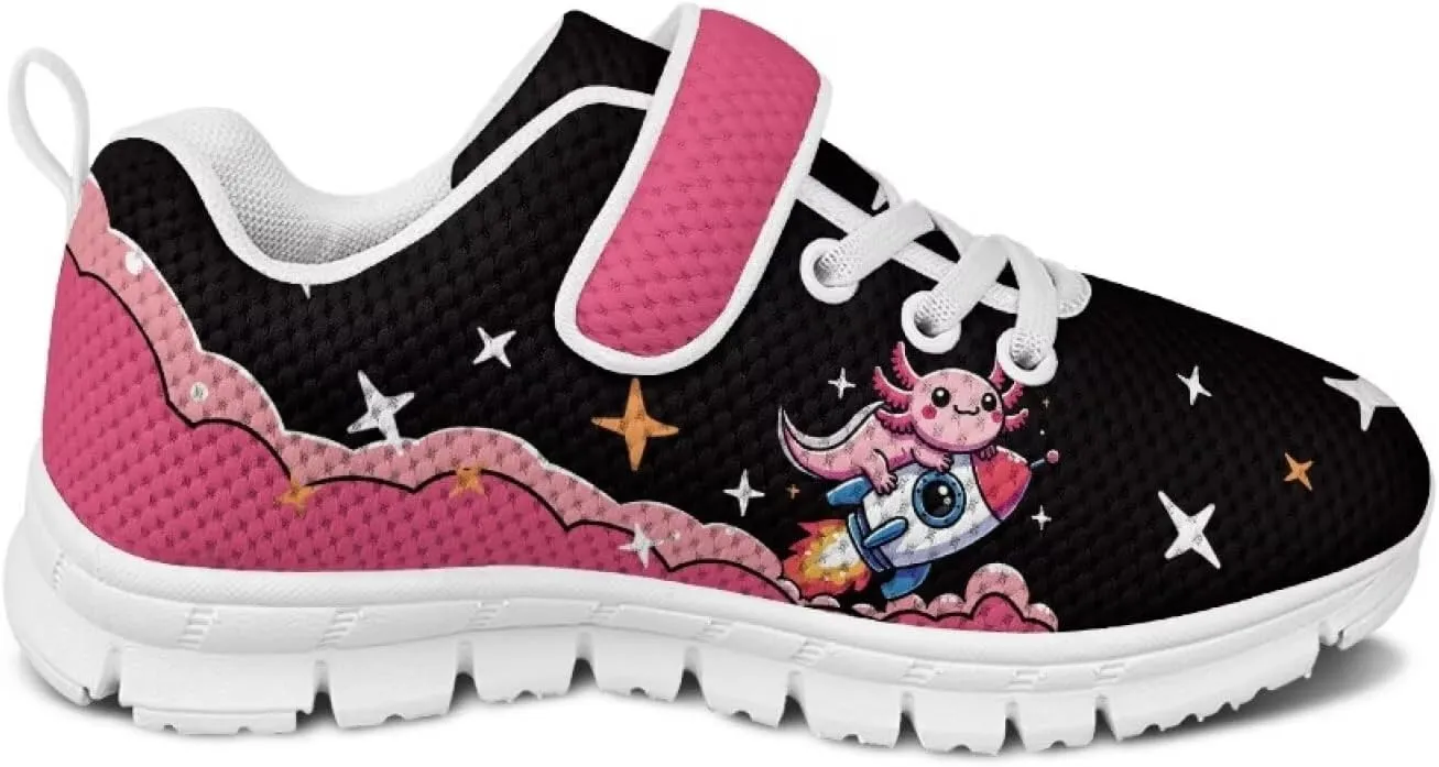 Girls' Athletic Shoes with Hook and Loop Kids Running Shoes for Travel