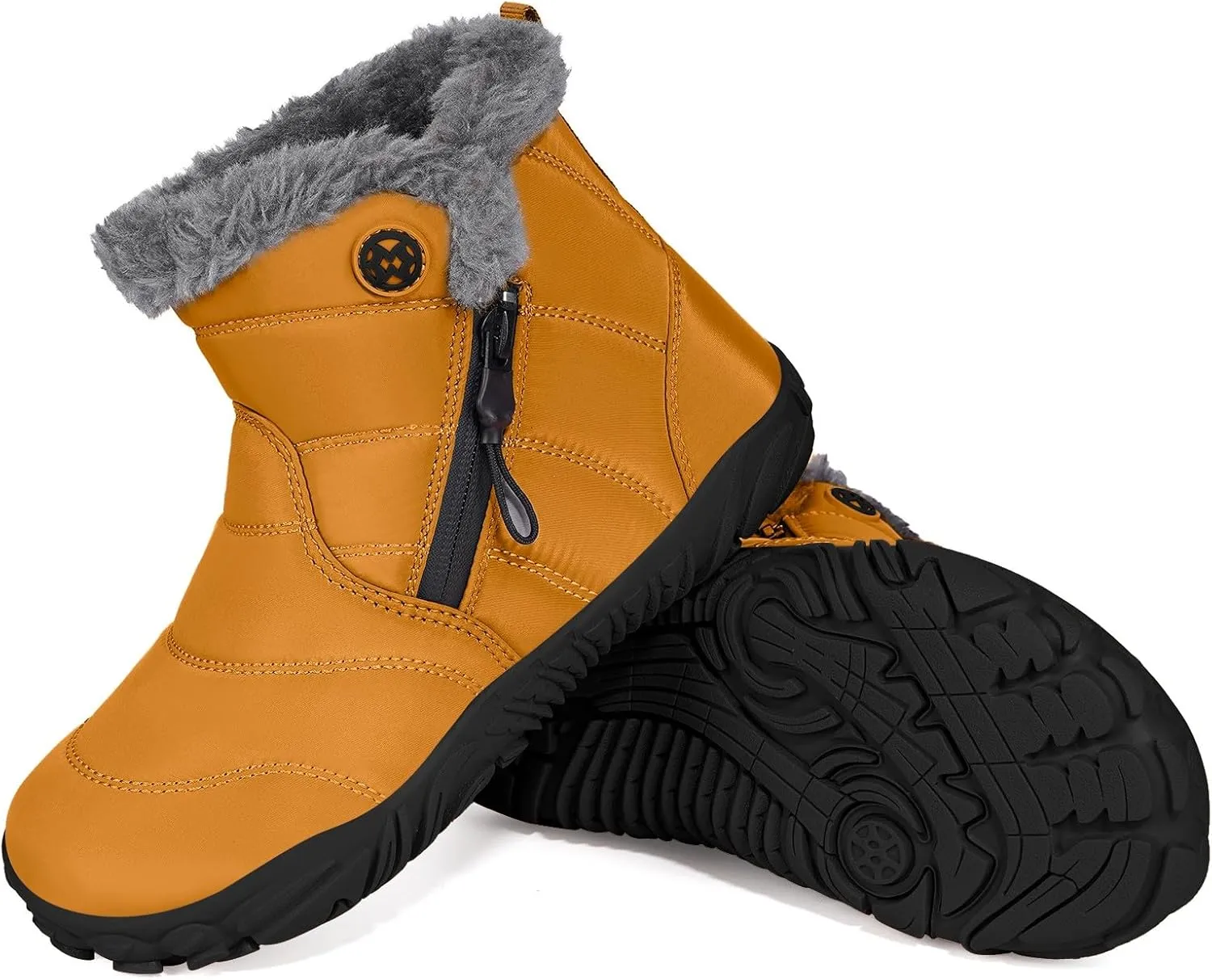 Girls Boys Barefoot Boots Shoes | Minimalist Little Kids/Big Kids Waterproof Ankle Winter Snow Boots | Zero Drop Sole | Wide Toe Box | Slip Resistant