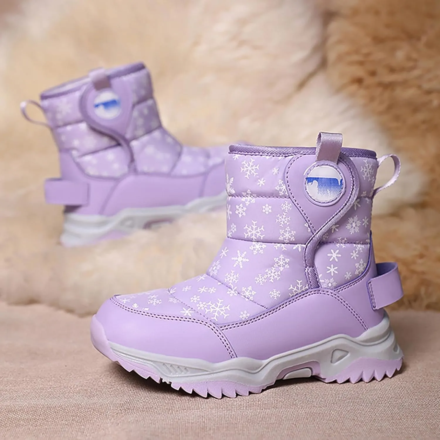 Girls Boys Snow Boots Outdoor Warm Comfortable Non Slip Mid Calf Padded Small Big Kids Winter Shoes Toddler Booties