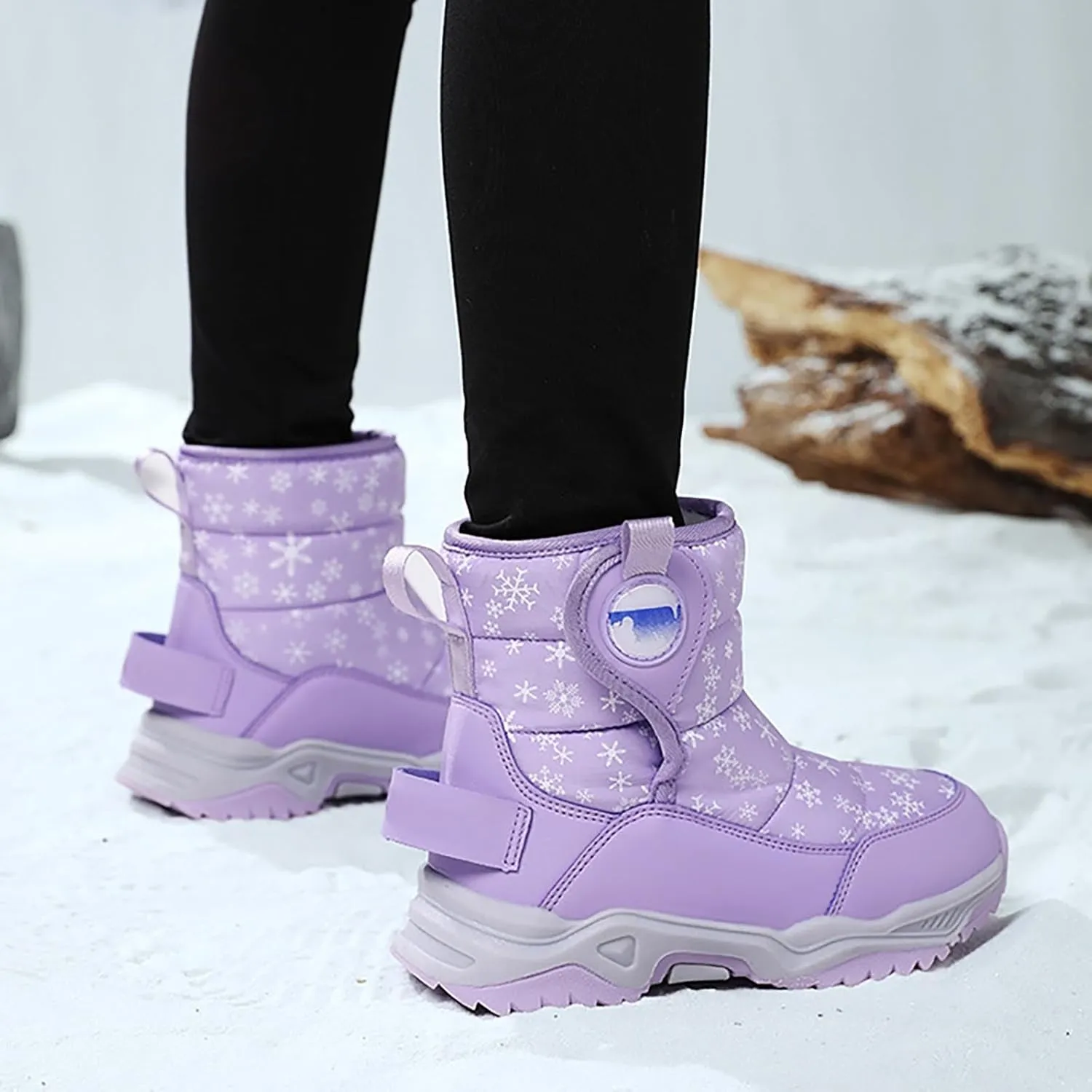Girls Boys Snow Boots Outdoor Warm Comfortable Non Slip Mid Calf Padded Small Big Kids Winter Shoes Toddler Booties