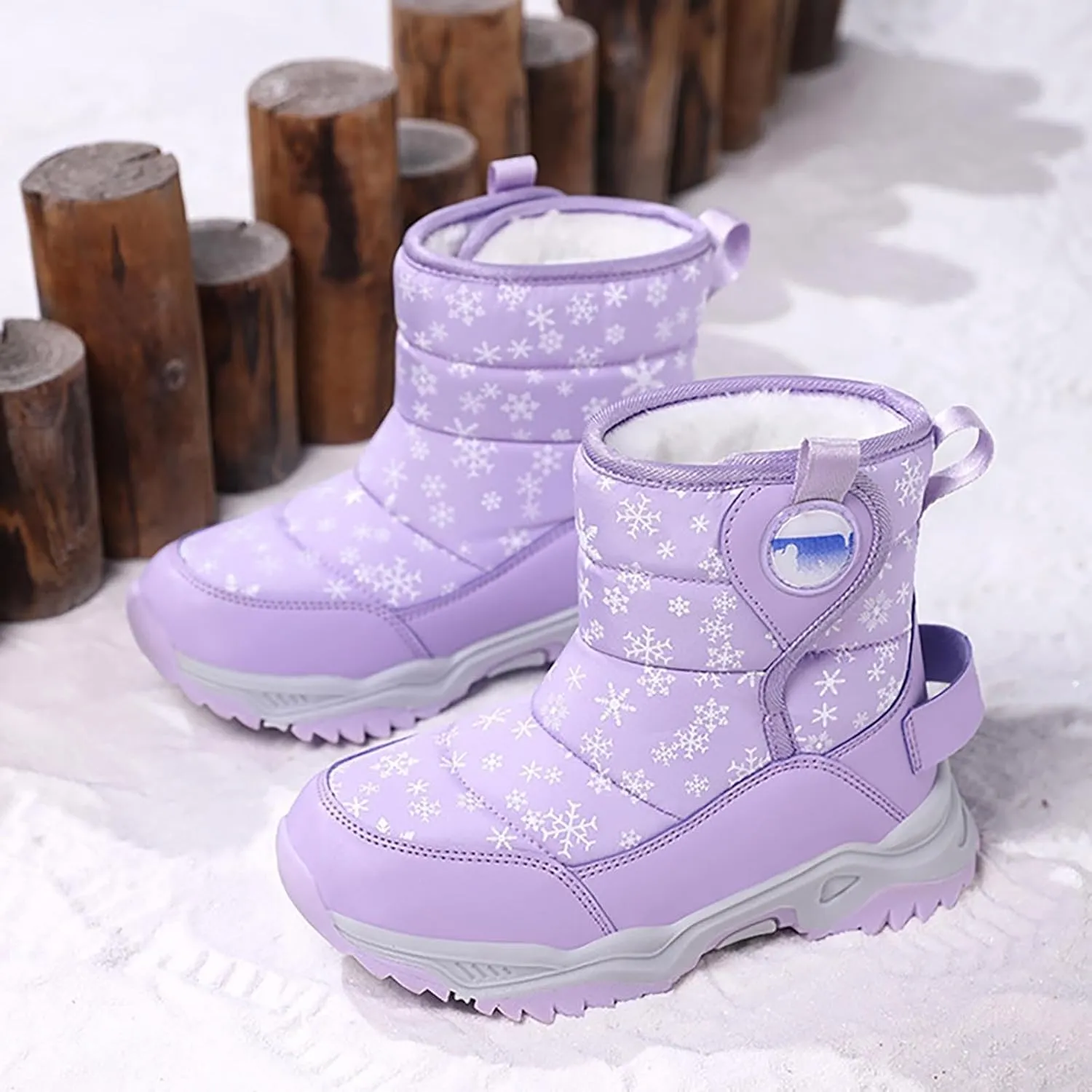 Girls Boys Snow Boots Outdoor Warm Comfortable Non Slip Mid Calf Padded Small Big Kids Winter Shoes Toddler Booties