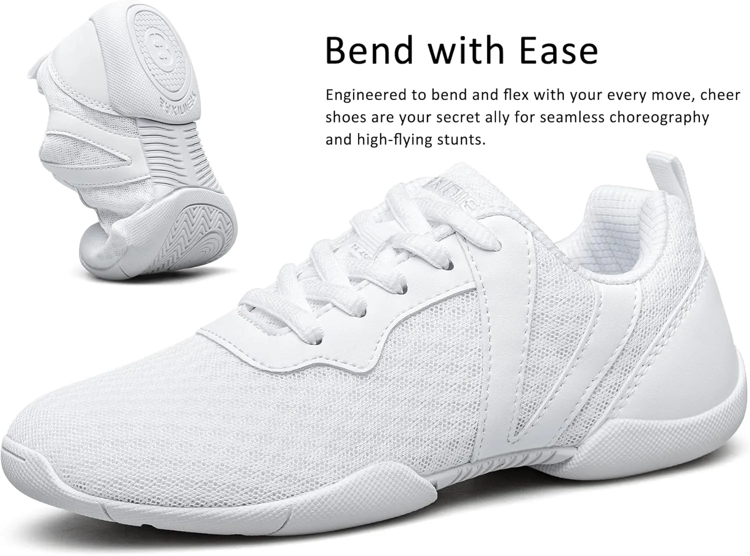 Girls Cheer Shoes White Cheerleading Breathable Sneakers Kids Cheerleader Athletic Training Tennis Walking Shoes