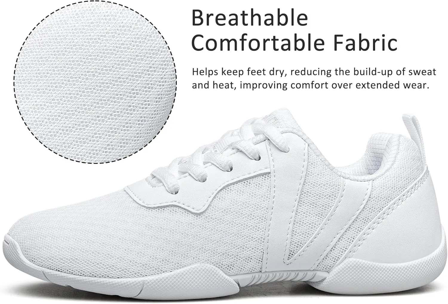 Girls Cheer Shoes White Cheerleading Breathable Sneakers Kids Cheerleader Athletic Training Tennis Walking Shoes