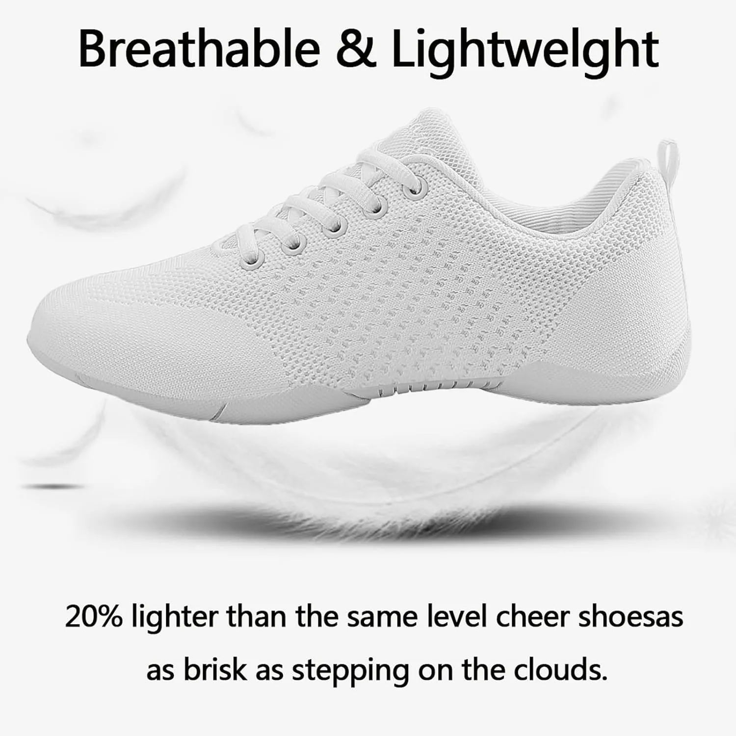 Girls Cheerleading Shoes Lightweight Breathable Youth Cheer Competition Sneakers for Practice, Dance and Gymnastics Size Little Kid 11.5 to Women 11 (Black/White)