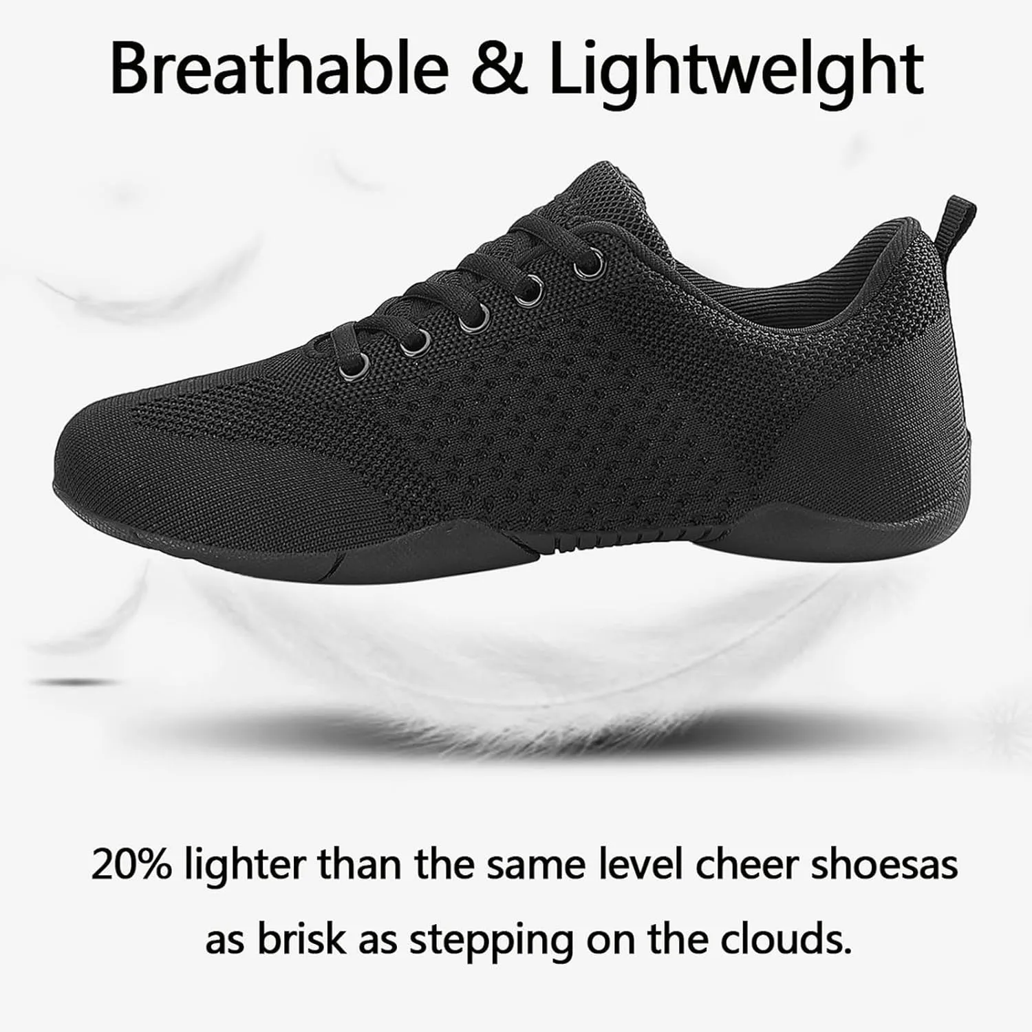 Girls Cheerleading Shoes Lightweight Breathable Youth Cheer Competition Sneakers for Practice, Dance and Gymnastics Size Little Kid 11.5 to Women 11 (Black/White)