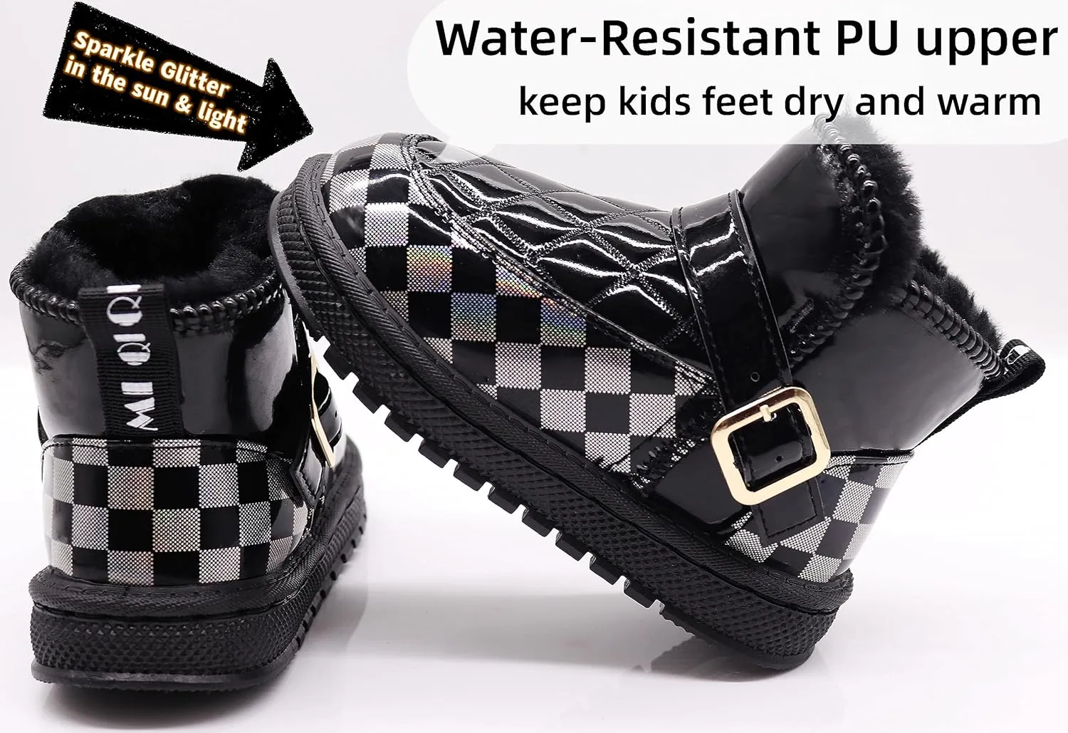 Girls Glitter Snow Boots Toddler/Little Girls Warm Winter Sequin Comfy Cute Durable Outdoor Sparkle Princess Ankle Boots