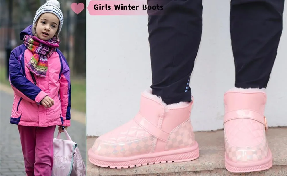 Girls Glitter Snow Boots Toddler/Little Girls Warm Winter Sequin Comfy Cute Durable Outdoor Sparkle Princess Ankle Boots