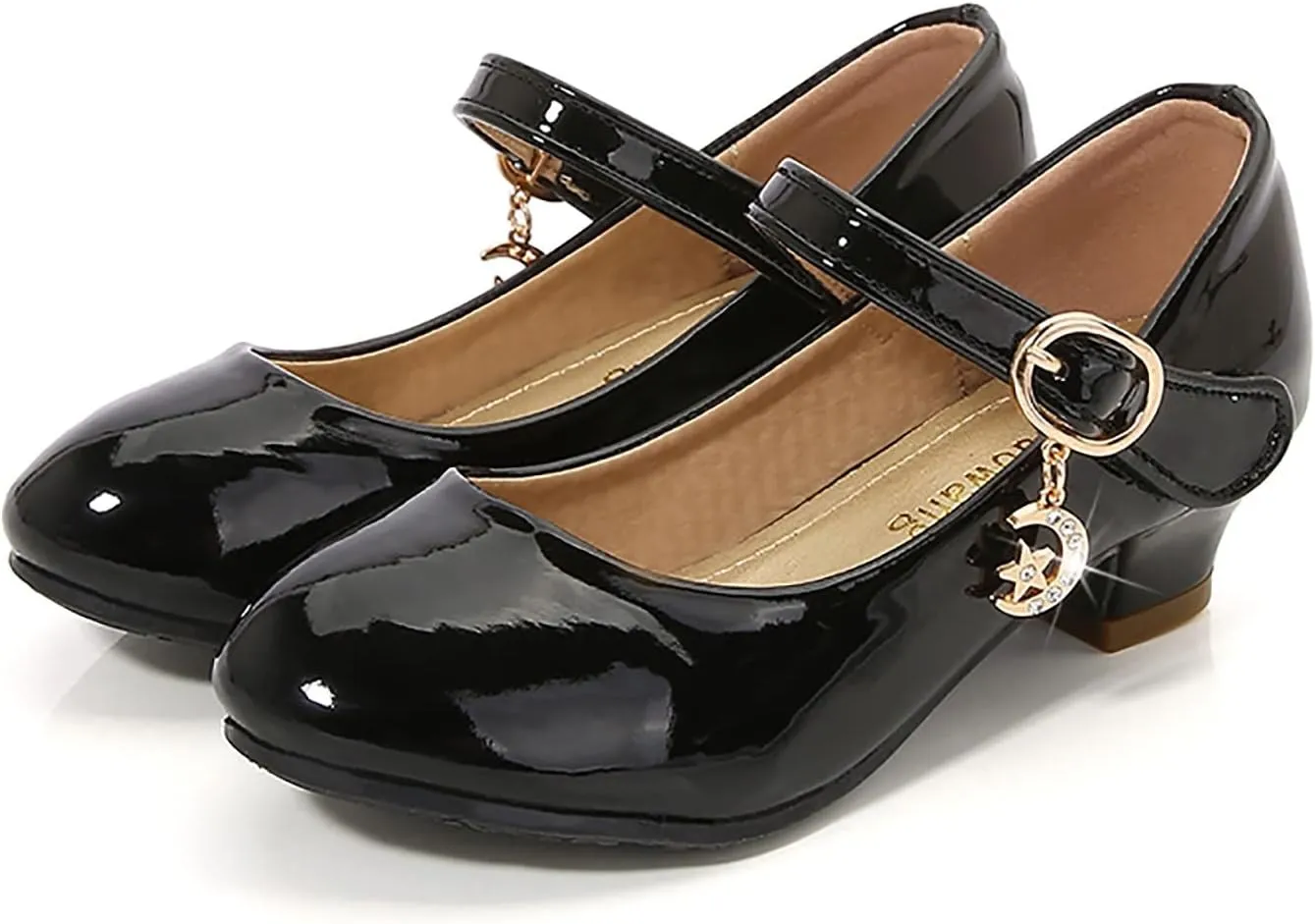 Girls High Heel Mary Jane Sandals Dress Wedding Closed Toe Ankle Shoes with Strap Fancy Trendy Non Slip Sandals