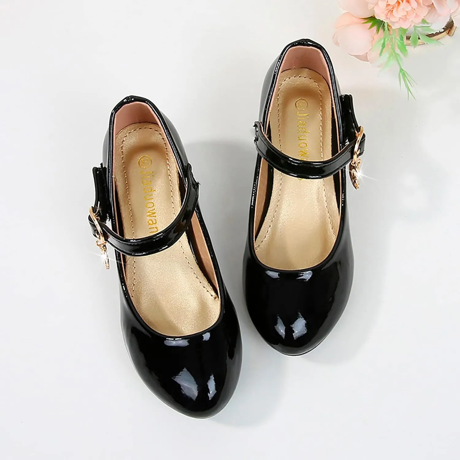 Girls High Heel Mary Jane Sandals Dress Wedding Closed Toe Ankle Shoes with Strap Fancy Trendy Non Slip Sandals