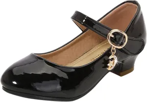 Girls High Heel Mary Jane Sandals Dress Wedding Closed Toe Ankle Shoes with Strap Fancy Trendy Non Slip Sandals