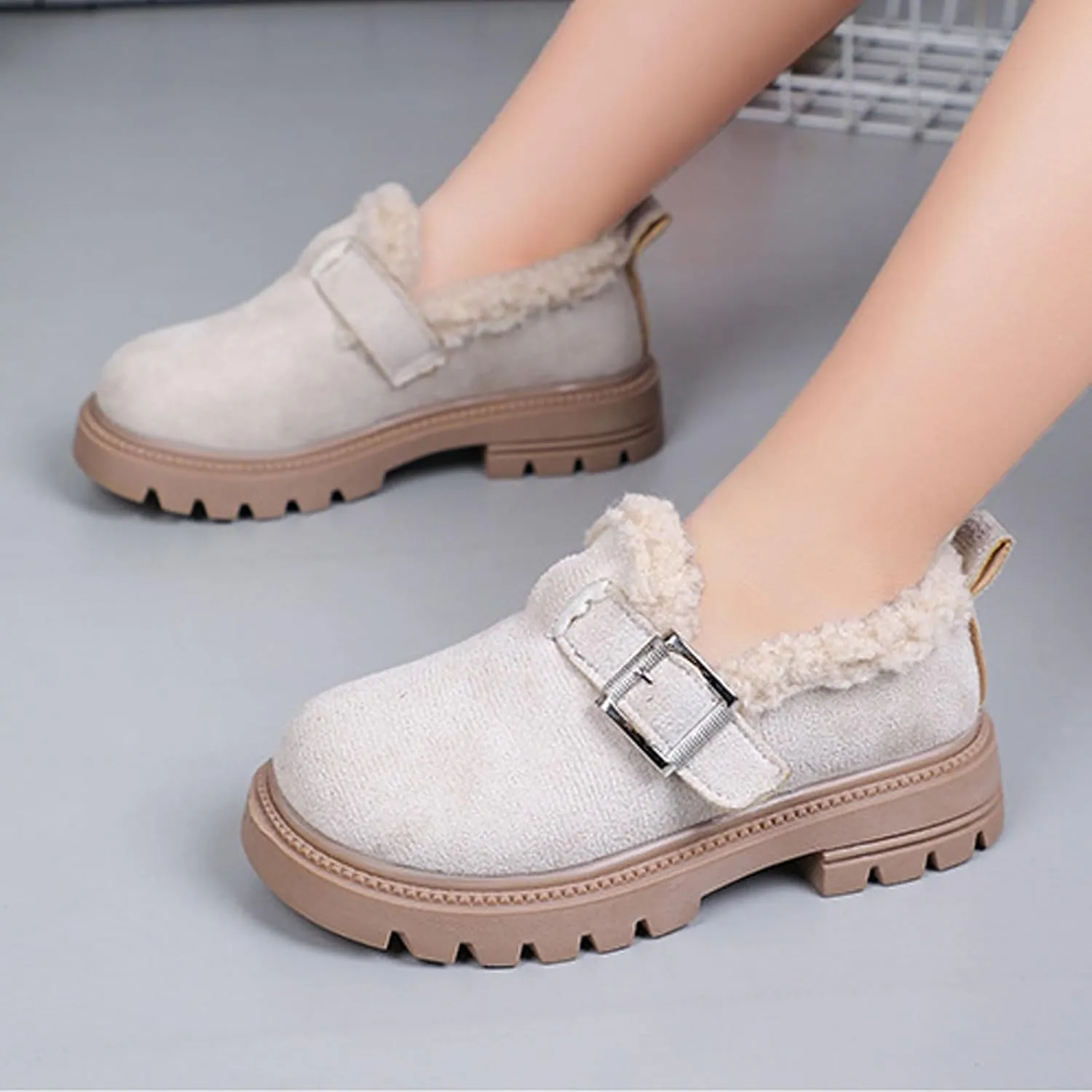 Girls Platform Slippers Boots Shoes Plush Thick Bottom Cuddle Slides Indoor Outdoor Soft Slip On Shoes for Kids