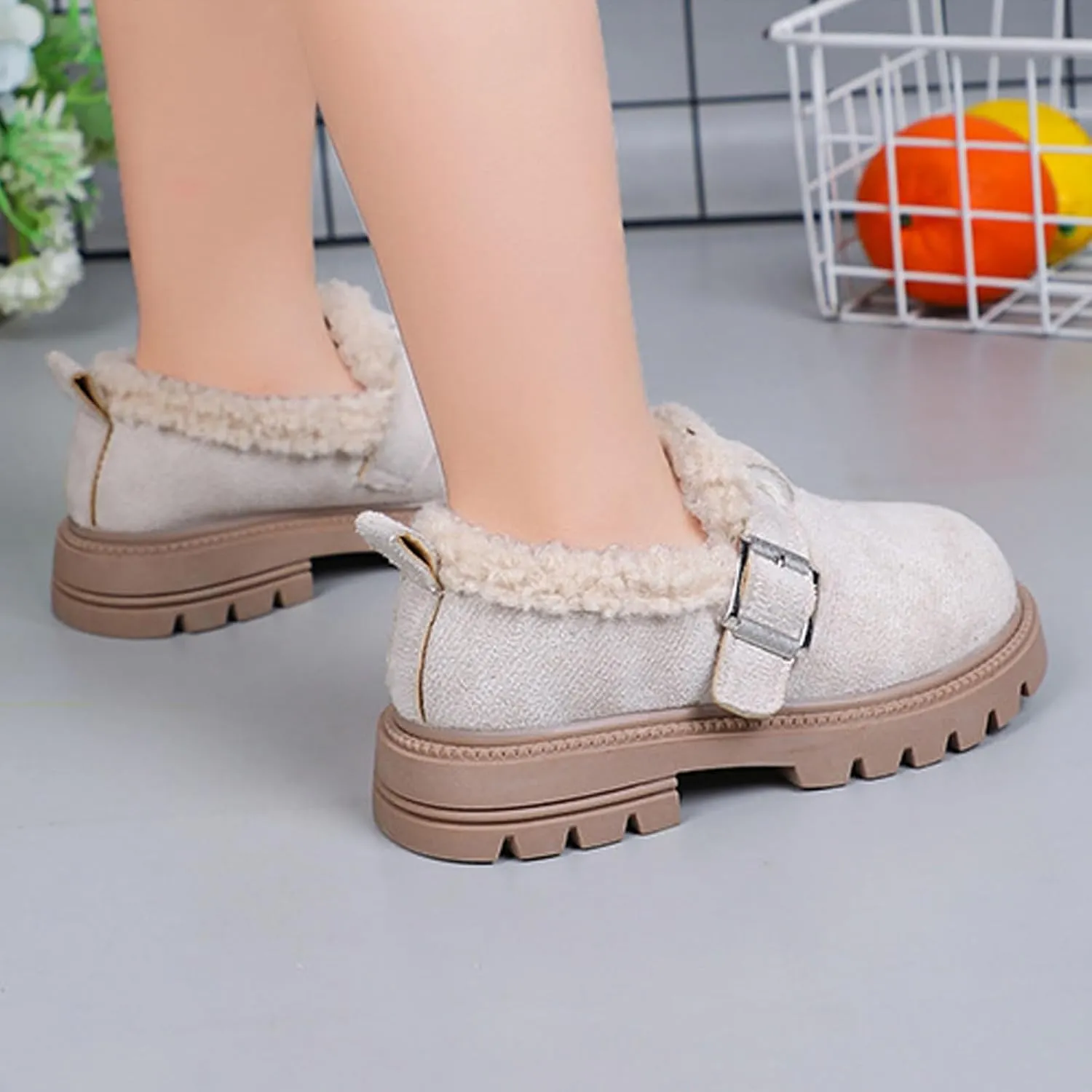 Girls Platform Slippers Boots Shoes Plush Thick Bottom Cuddle Slides Indoor Outdoor Soft Slip On Shoes for Kids