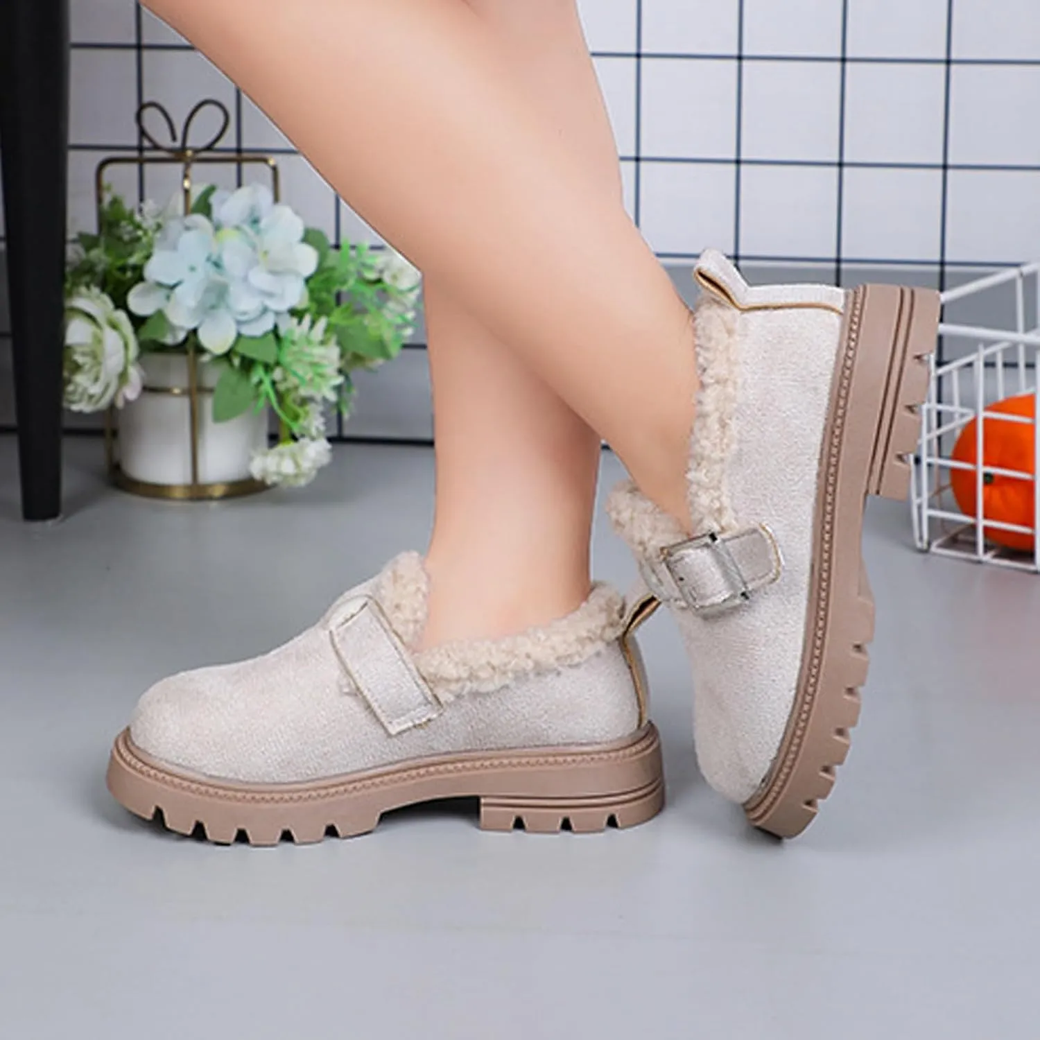 Girls Platform Slippers Boots Shoes Plush Thick Bottom Cuddle Slides Indoor Outdoor Soft Slip On Shoes for Kids