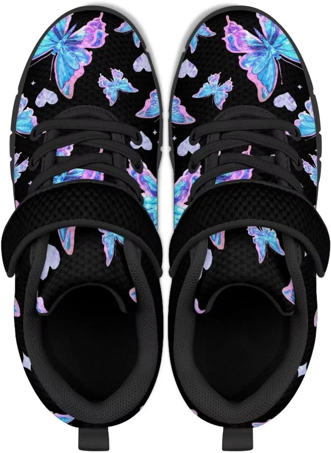 Girls Running Shoes with Hook and Loop Cute Print Kids Tennis Shoes for Outdoor Activities