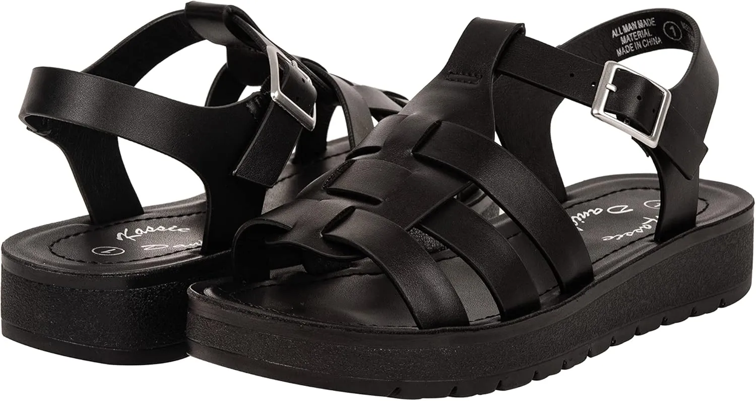 Girls Sandals Open Toe Sandal Fisherman Buckle Ankle Strap Platform Martin-2