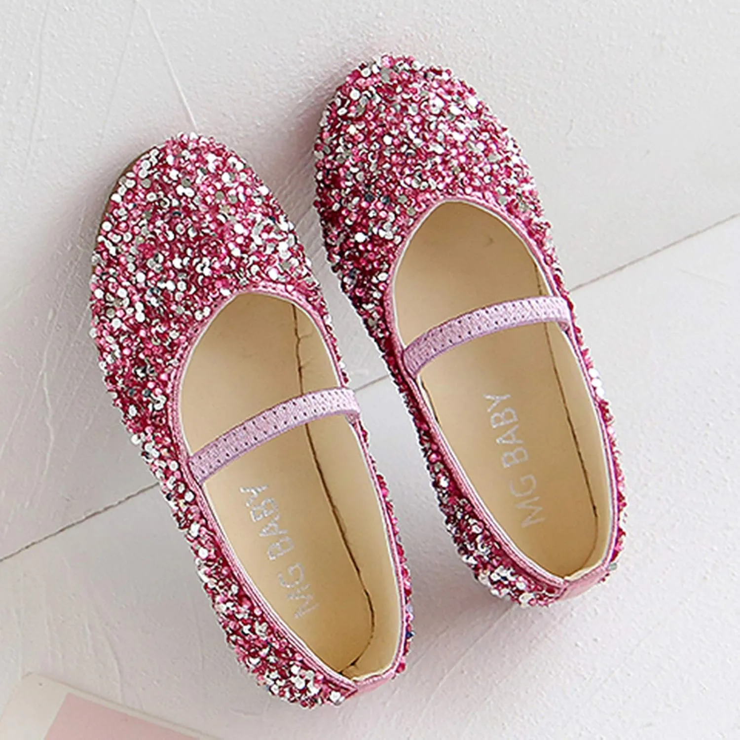 Girls Sequins Glitter Loafers Sneakers Closed Toe Ankle with Strap Low Heel Dress Dance Formal Uniform Shoes