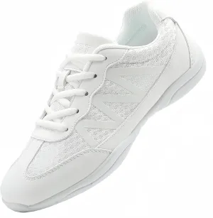 Girls' White Cheerleading Shoes Breathable Lightweight Cheer Competition-Ready Non-Slip with Shock Absorption for Dance, Training, Gymnastics and Youth Sports