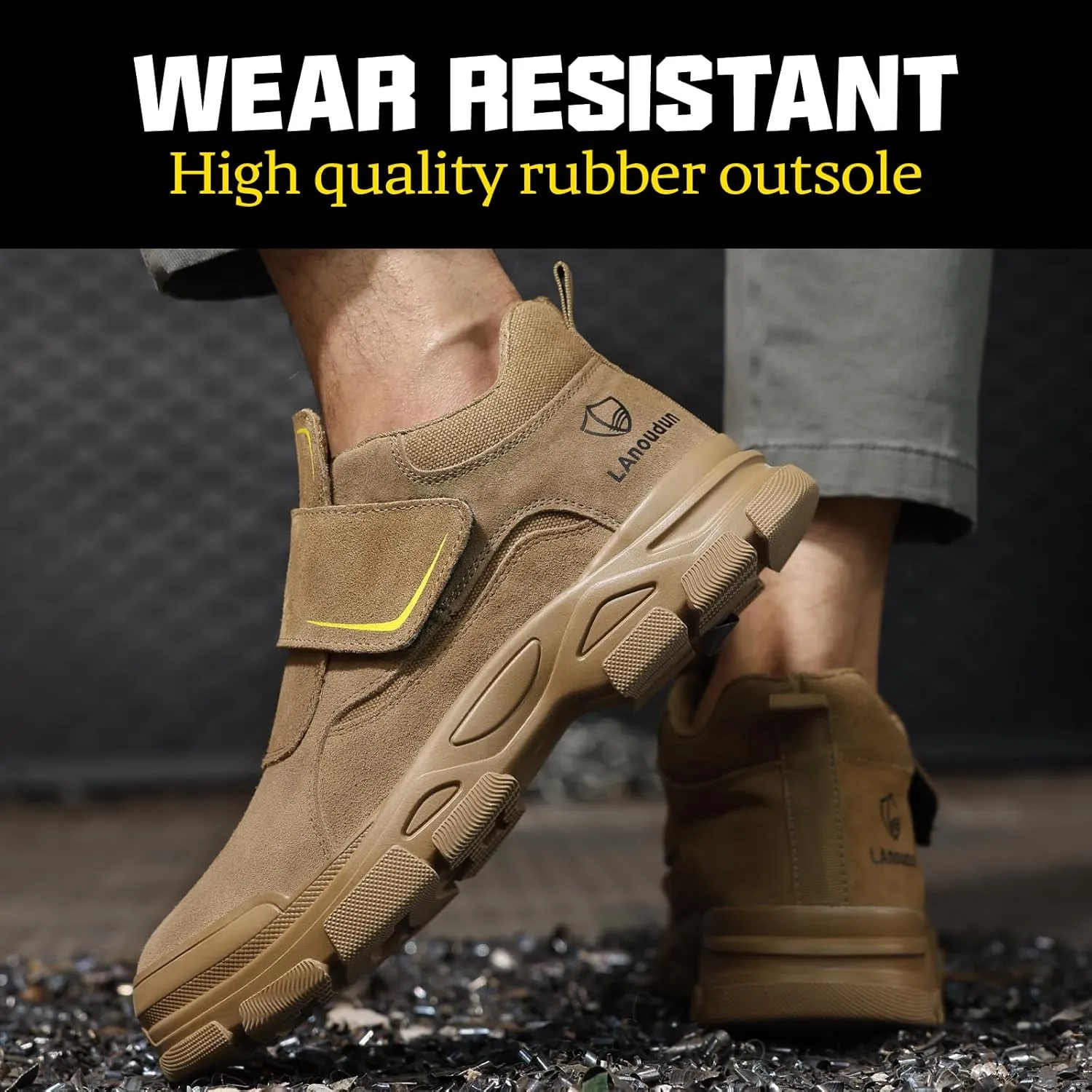 GLANOUDUN Welding Boots for Men Slip on Work Boots for Men Steel Toe Boot Comfortable Welder Boot Construction Safety Footwear Indestructible Men's Steel Toe Shoes