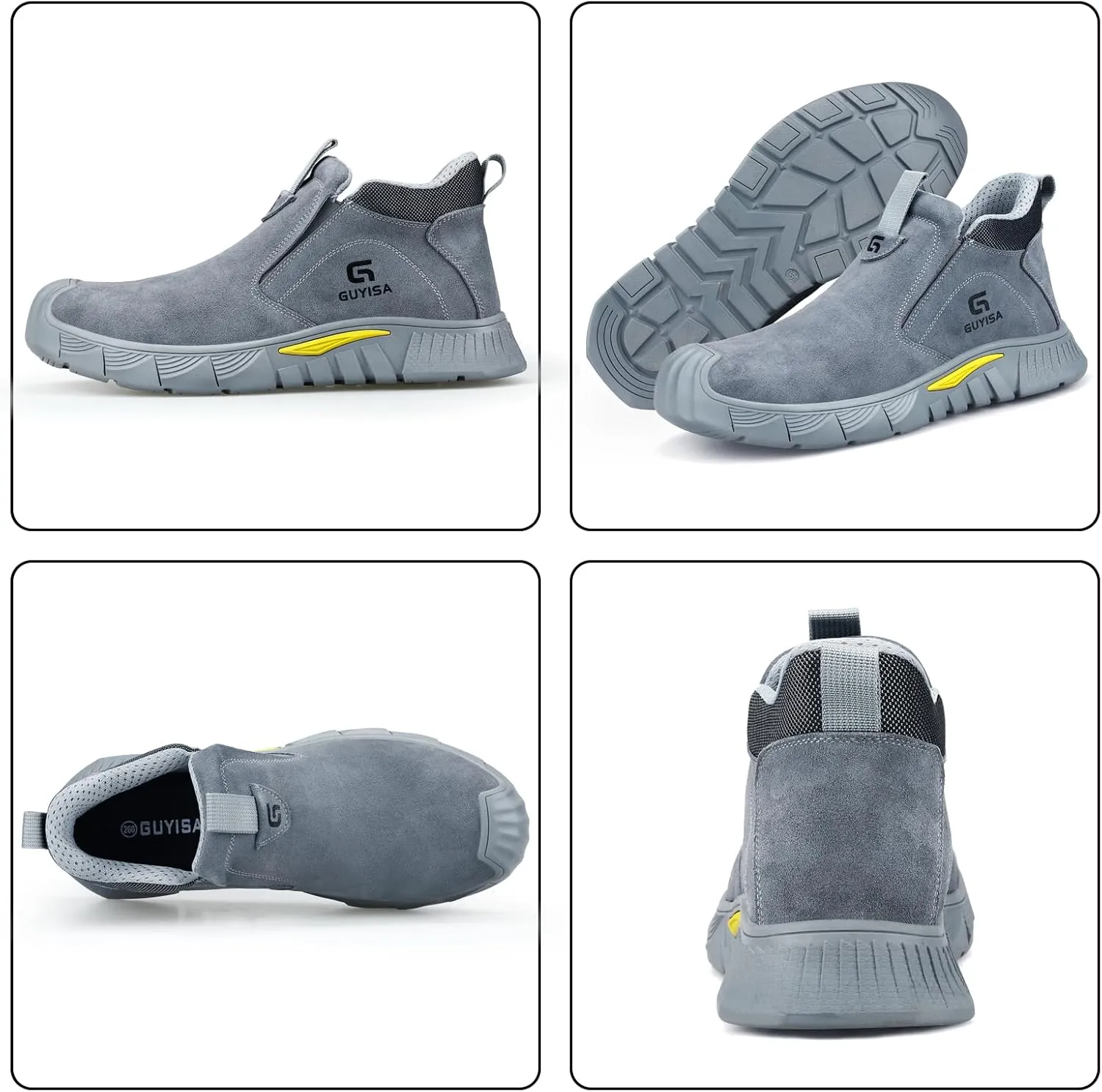 GLANOUDUN Welding Work Boots for Men Slip on Steel Toe Shoes for Men Indestructible Steel Toe Boots Welder Men's Working Shoes Fireproof Safety Footwear for Construction Men's Work & Safety Footwear