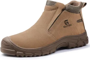 GLANOUDUN Welding Work Boots for Men Slip on Steel Toe Shoes for Men Indestructible Steel Toe Boots Welder Men's Working Shoes Fireproof Safety Footwear for Construction Men's Work & Safety Footwear