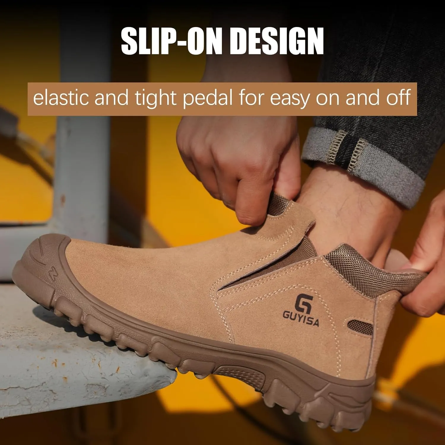 GLANOUDUN Welding Work Boots for Men Slip on Steel Toe Shoes for Men Indestructible Steel Toe Boots Welder Men's Working Shoes Fireproof Safety Footwear for Construction Men's Work & Safety Footwear