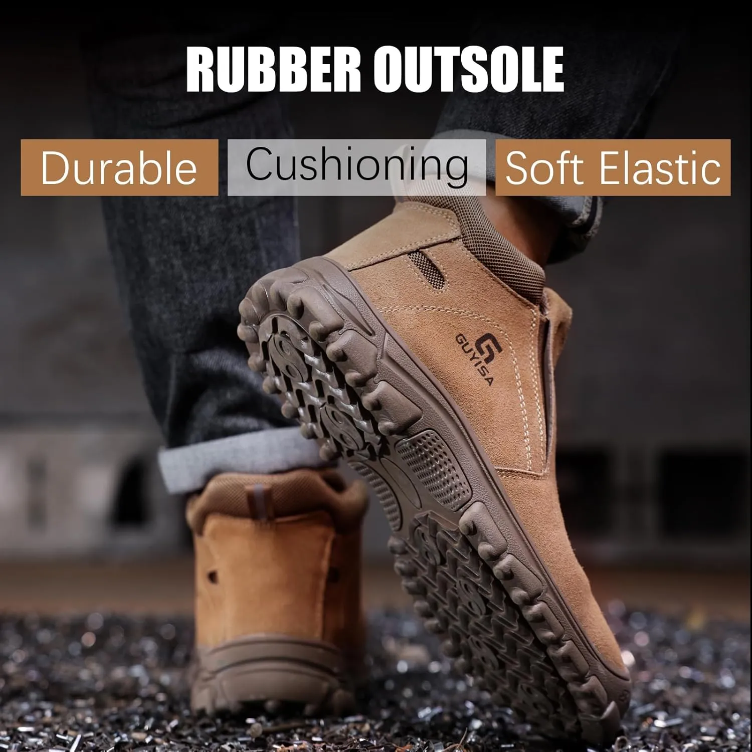 GLANOUDUN Welding Work Boots for Men Slip on Steel Toe Shoes for Men Indestructible Steel Toe Boots Welder Men's Working Shoes Fireproof Safety Footwear for Construction Men's Work & Safety Footwear