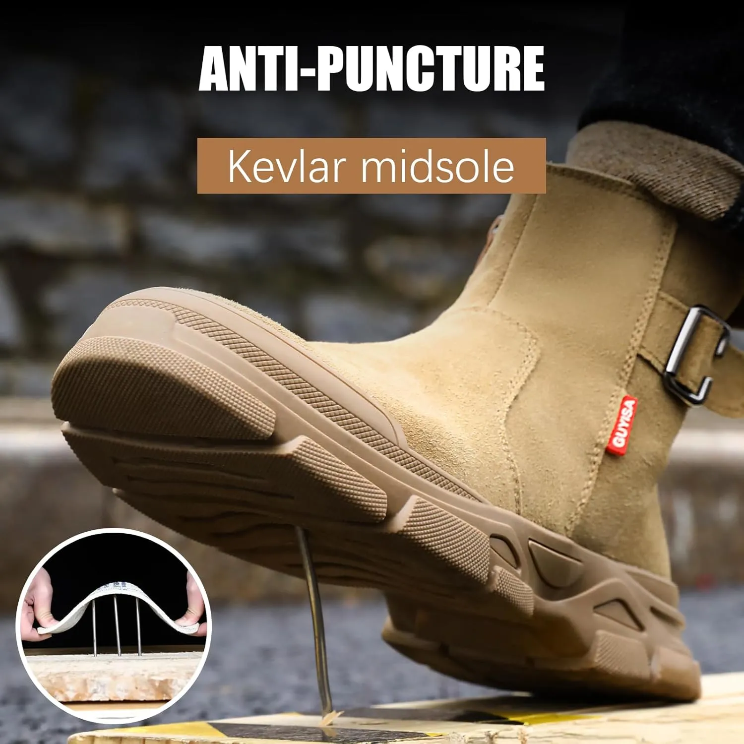 GLANOUDUN Welding Work Boots for Men Slip on Steel Toe Shoes for Men Indestructible Steel Toe Boots Welder Men's Working Shoes Fireproof Safety Footwear for Construction Men's Work & Safety Footwear