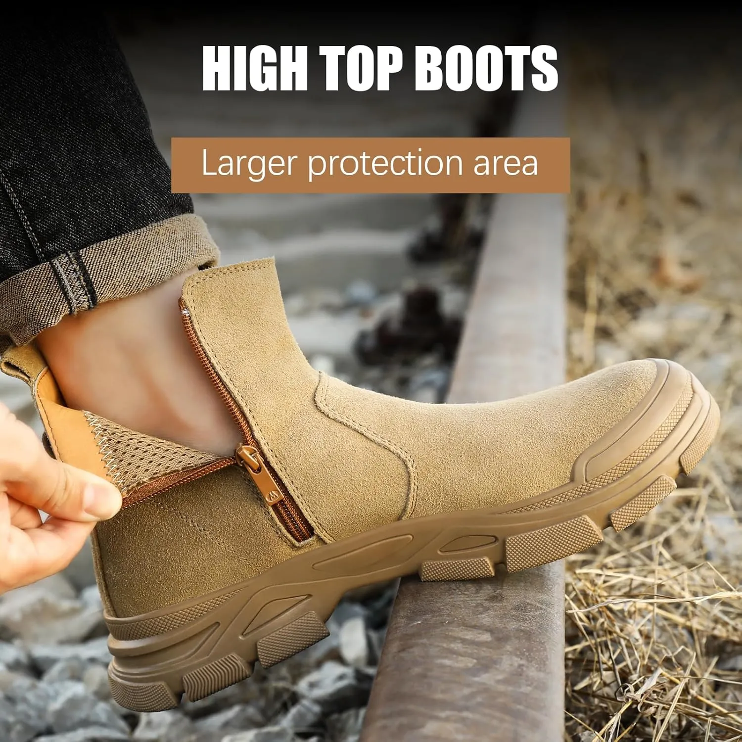 GLANOUDUN Welding Work Boots for Men Slip on Steel Toe Shoes for Men Indestructible Steel Toe Boots Welder Men's Working Shoes Fireproof Safety Footwear for Construction Men's Work & Safety Footwear