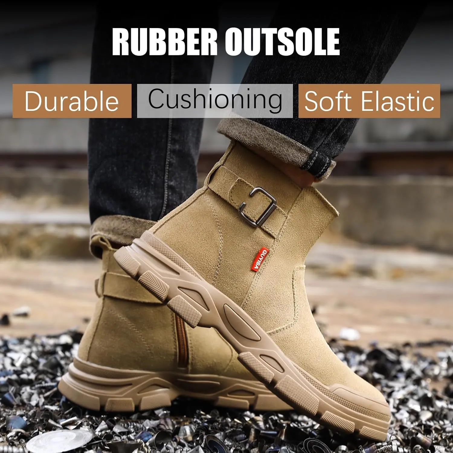GLANOUDUN Welding Work Boots for Men Slip on Steel Toe Shoes for Men Indestructible Steel Toe Boots Welder Men's Working Shoes Fireproof Safety Footwear for Construction Men's Work & Safety Footwear